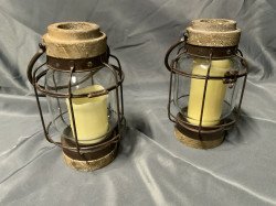 Brown Metal cylinder lantern