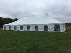 Side curtains cathedral window white 7’x20’